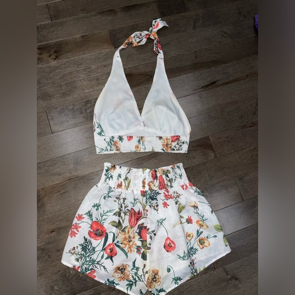 Two-Piece Floral Halter and Short Set - Picture 2 of 3
